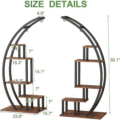 ANIXOL 5-Tier Metal and Wood Plant Stand