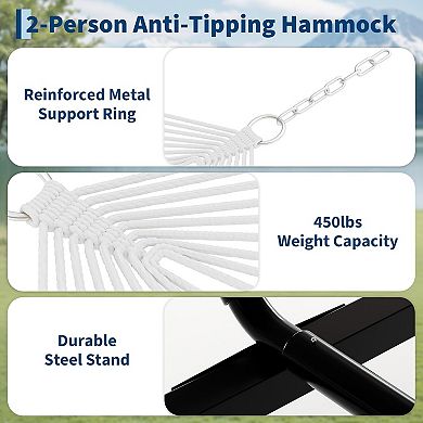 ANIXOL Double Hammock with Stand, Polyester Fabric, 450 lbs Capacity