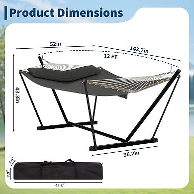 ANIXOL Double Hammock with Stand, Polyester Fabric, 450 lbs Capacity