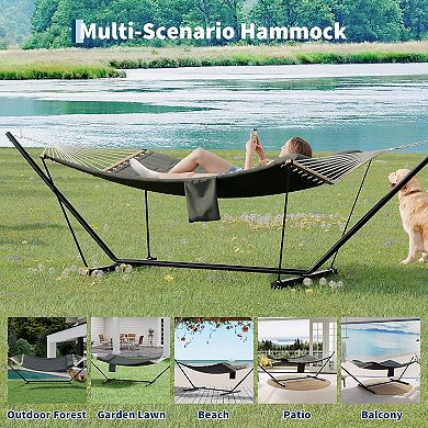 ANIXOL Double Hammock with Stand, Polyester Fabric, 450 lbs Capacity
