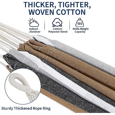 ANIXOL Single Hammock with Stand, Heavy Duty Cotton Fabric