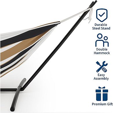 ANIXOL Single Hammock with Stand, Heavy Duty Cotton Fabric