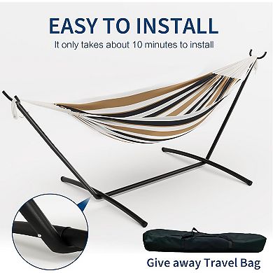 ANIXOL Single Hammock with Stand, Heavy Duty Cotton Fabric