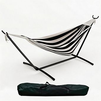 ANIXOL Single Hammock with Stand, Heavy Duty Cotton Fabric