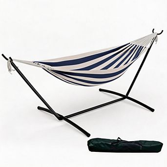 ANIXOL Single Hammock with Stand, Heavy Duty Cotton Fabric