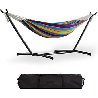 ANIXOL Single Hammock with Stand, Heavy Duty Cotton Fabric