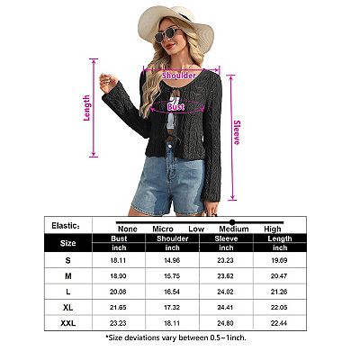 Women Tie Front Cardigan Hollow Out Knit Crop Top
