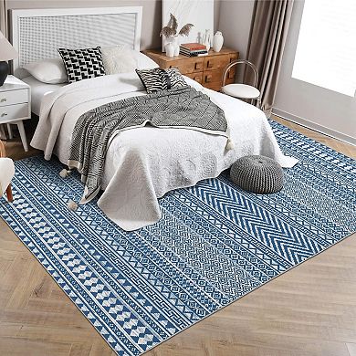 ANIXOL Modern Geometric Area Rug-Washable, Soft Low-Pile