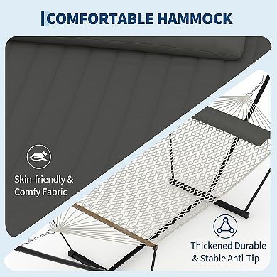 ANIXOL Double Hammock with Stand, Polyester Fabric, 450 lbs Capacity