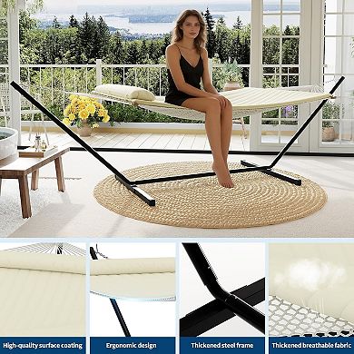 ANIXOL Double Hammock with Stand, Polyester Fabric, 450 lbs Capacity