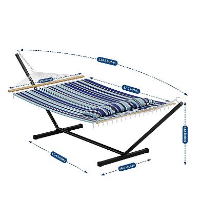 ANIXOL Double Hammock with Steel Stand Cotton Fabric