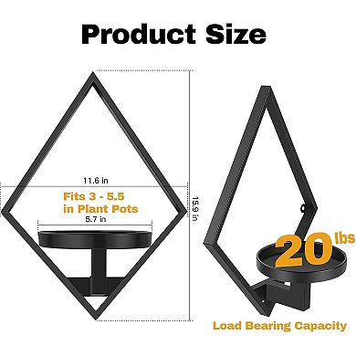 ANIXOL 3-Pack Metal Diamond Wall Plant Shelf