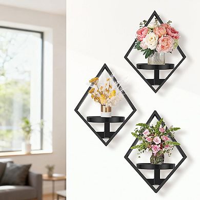 ANIXOL 3-Pack Metal Diamond Wall Plant Shelf