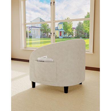ANIXOL Teddy Boucle Accent Barrel Chair with Cozy Backrest