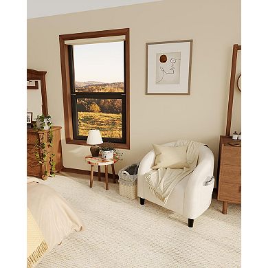 ANIXOL Teddy Boucle Accent Barrel Chair with Cozy Backrest