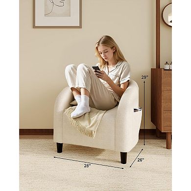 ANIXOL Teddy Boucle Accent Barrel Chair with Cozy Backrest