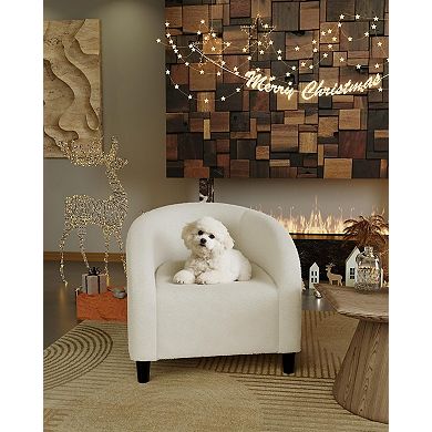 ANIXOL Teddy Boucle Accent Barrel Chair with Cozy Backrest