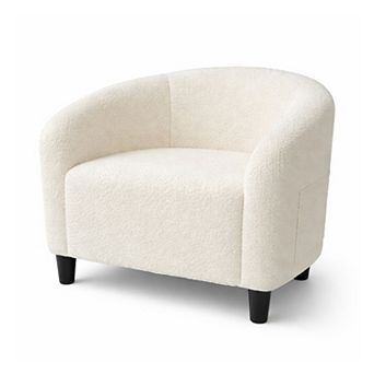 ANIXOL Teddy Boucle Accent Barrel Chair with Cozy Backrest