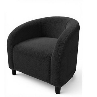 ANIXOL Teddy Boucle Accent Barrel Chair with Cozy Backrest