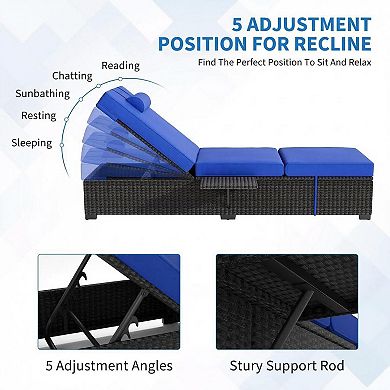 ANIXOL 2-Pack Adjustable Rattan Chaise Lounge Set