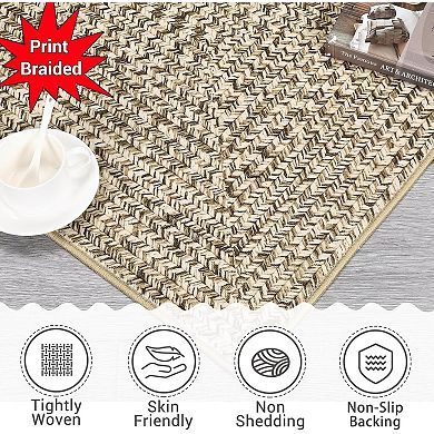 ANIXOL Washable Non-Slip Ultra Soft Area Rug-Modern Braided Print