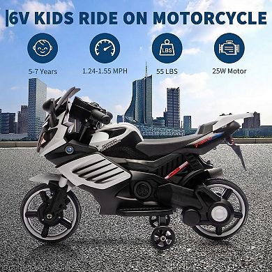 ANIXOL Kids Electric Motorcycle with Training Wheels and LED Lights