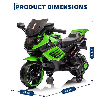 ANIXOL Kids Electric Motorcycle with Training Wheels and LED Lights