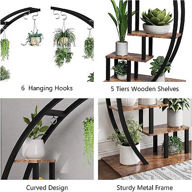 ANIXOL 5-Tier Metal Half Moon Plant Stand