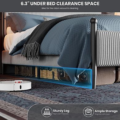 Bed Frame with Upholstered Headboard Corduroy upholstered Bed upholstered Bed Frame