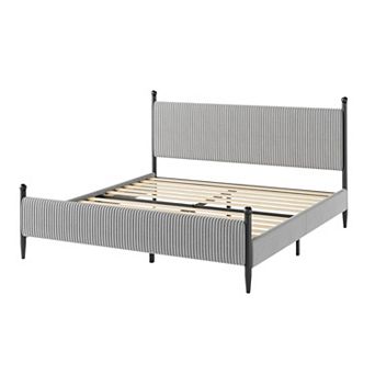 Bed Frame with Upholstered Headboard Corduroy upholstered Bed upholstered Bed Frame