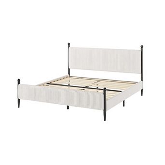 Bed Frame with Upholstered Headboard Corduroy upholstered Bed upholstered Bed Frame