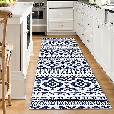 ANIXOL Vintage Geometric Washable Rug-Non-Slip, Soft