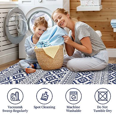 ANIXOL Vintage Geometric Washable Rug-Non-Slip, Soft