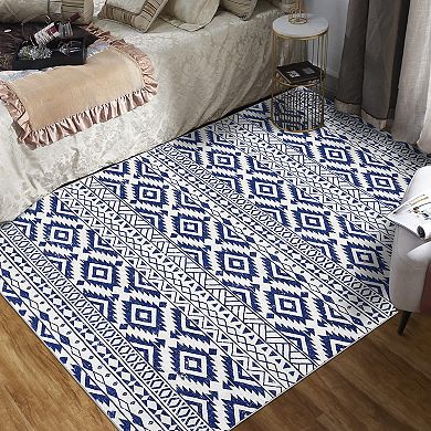 ANIXOL Vintage Geometric Washable Rug-Non-Slip, Soft