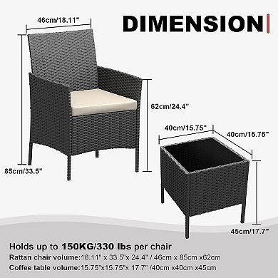 ANIXOL 3-Piece All-Weather Patio Set, PE Wicker Sectional