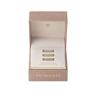 PRIMROSE Cubic Zirconia Scalloped 3-Piece Ring Set