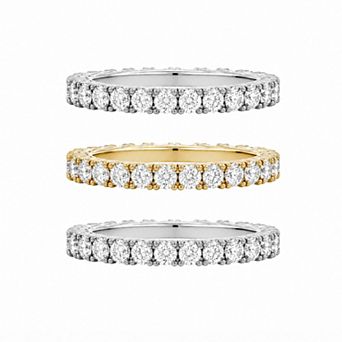 PRIMROSE Cubic Zirconia Round Eternity Band 3 pc Ring Set