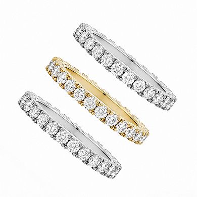 PRIMROSE Cubic Zirconia Round Eternity Band 3-Piece Ring Set