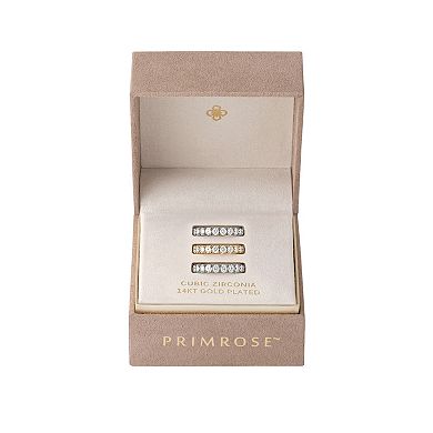 PRIMROSE Cubic Zirconia Round Eternity Band 3-Piece Ring Set