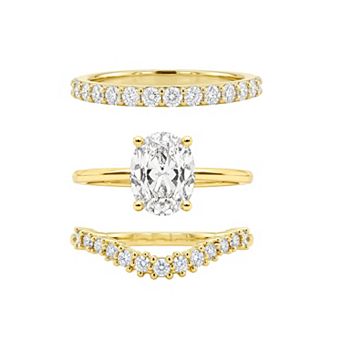 PRIMROSE Cubic Zirconia Eternity & V Shape Band 3 pc Ring Set