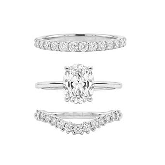 PRIMROSE Cubic Zirconia Eternity & V Shape Band 3 pc Ring Set