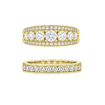 PRIMROSE Cubic Zirconia Graduated Band & Eternity Band Ring Set