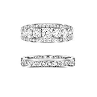 PRIMROSE Cubic Zirconia Graduated Band & Eternity Band Ring Set