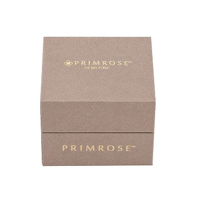 PRIMROSE Fine Silver Plated Cubic Zirconia Vine Bypass & Scalloped Band Ring Set