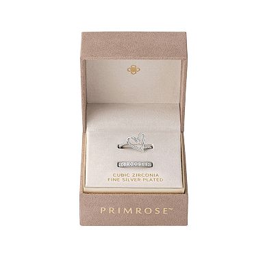 PRIMROSE Cubic Zirconia Heart & Eternity Band Ring Set