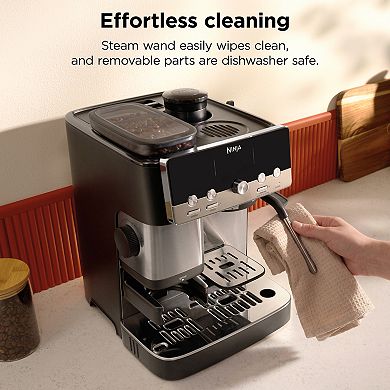 Ninja Luxe Café Mini Espresso Machine & Drip Coffee Maker with Built-in Grinder and Manual Steam Wand