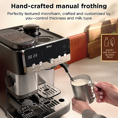 Ninja Luxe Café Mini Espresso Machine & Drip Coffee Maker with Built-in Grinder and Manual Steam Wand