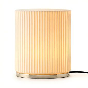 Lumi 7" Cream Matte Glass Dimmable LED Table Lamp with Oval Metal Base