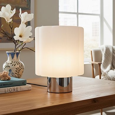Addison 9" Chrome Matte Glass Integrated LED Table Lamp with Sliding Dimmer