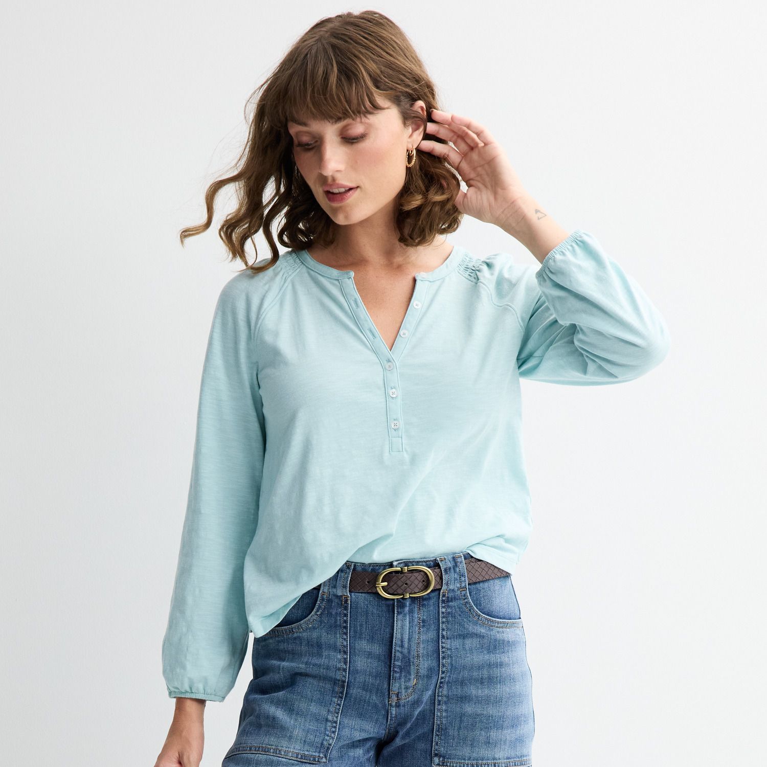 Женская блузка Sonoma Goods For Life Knit Peasant Blouse, цвет: Пляжный